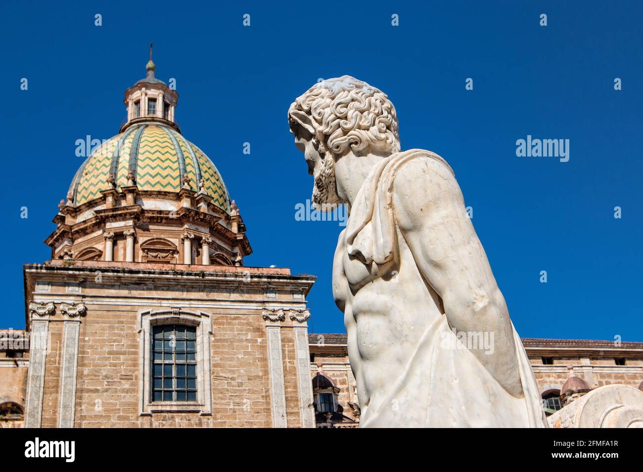 Italy, Sicily, Palermo, downtown, Piazza Pretoria, Renaissance fountain Stock Photo