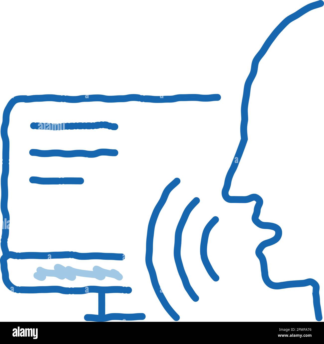 Computer Human Voice Control doodle icon hand drawn illustration Stock ...