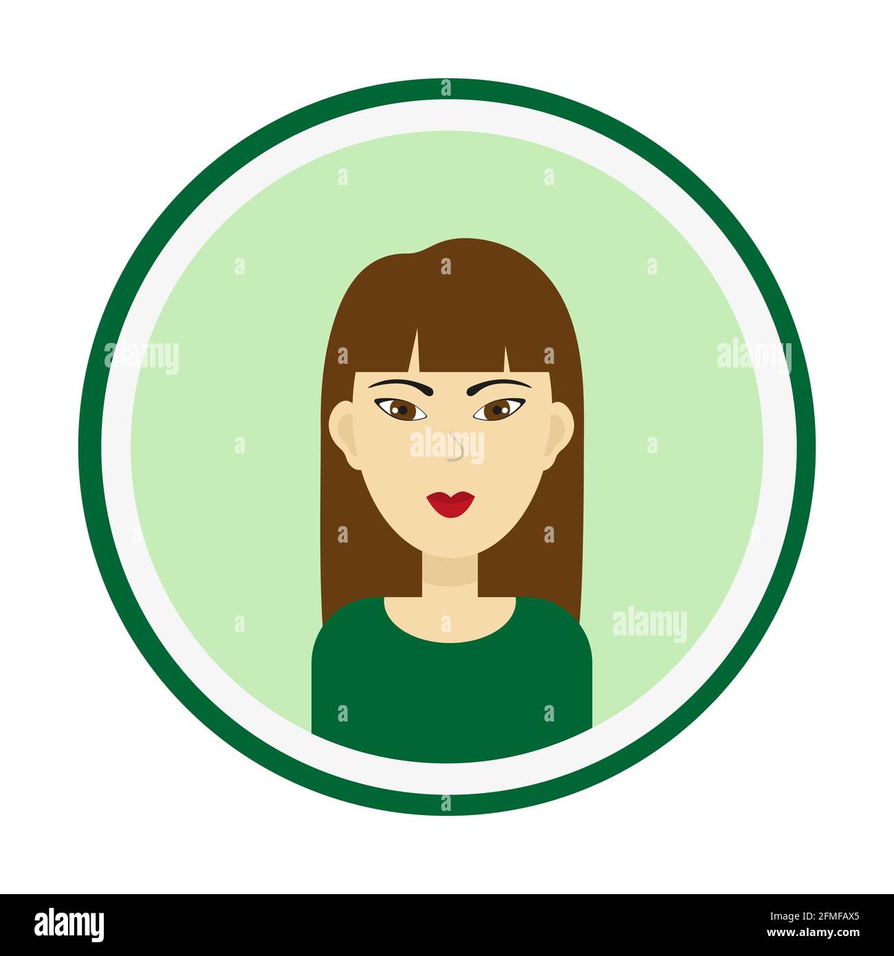 Girl face with long brown hair and brown eyes Stock Vector Image & Art ...
