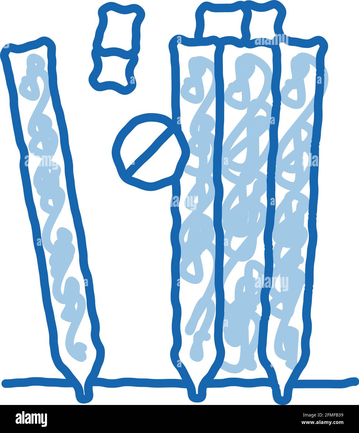 Cricket Equipment doodle icon hand drawn illustration Stock Vector