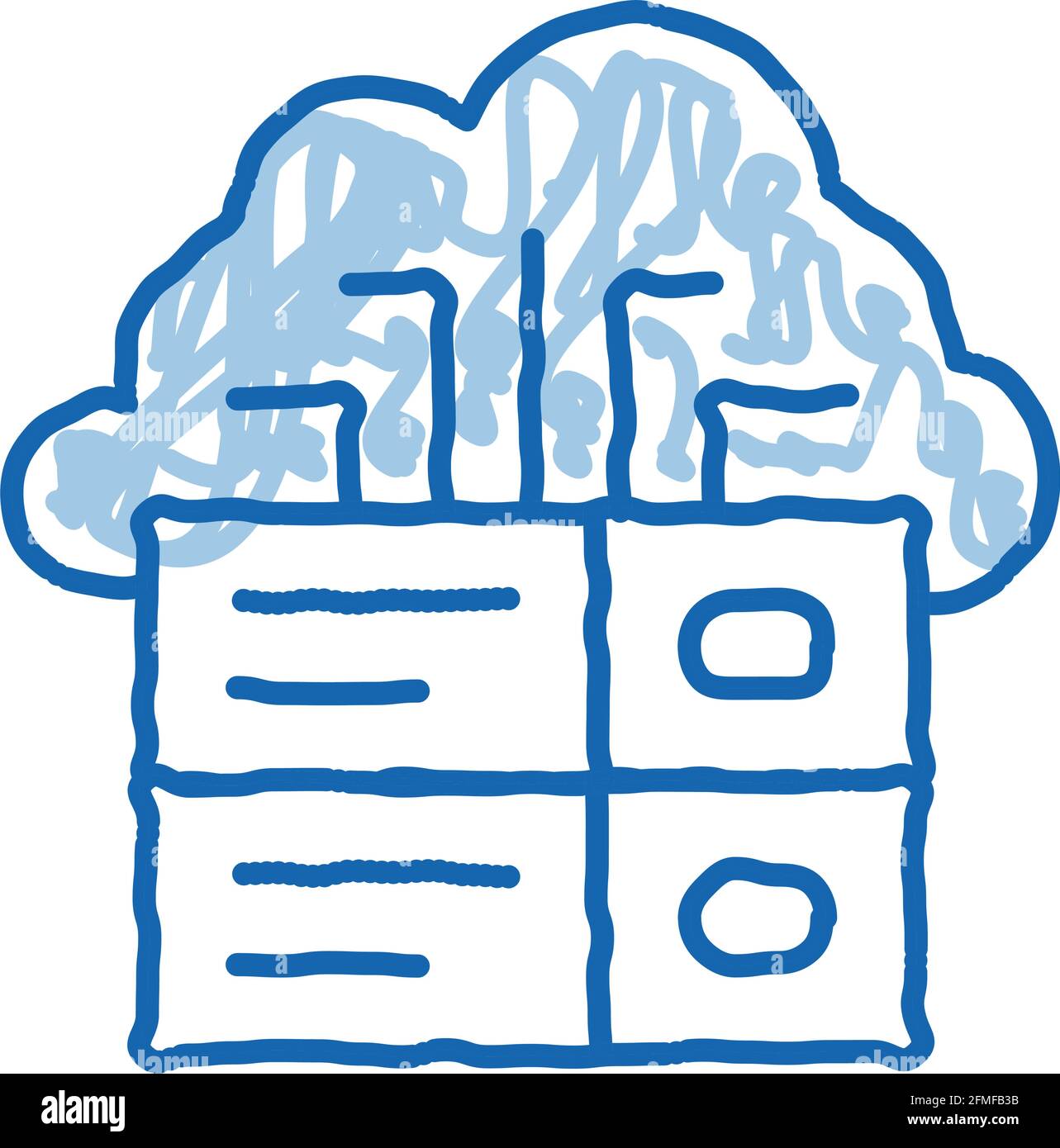 Voip Cloud Digital System doodle icon hand drawn illustration Stock Vector