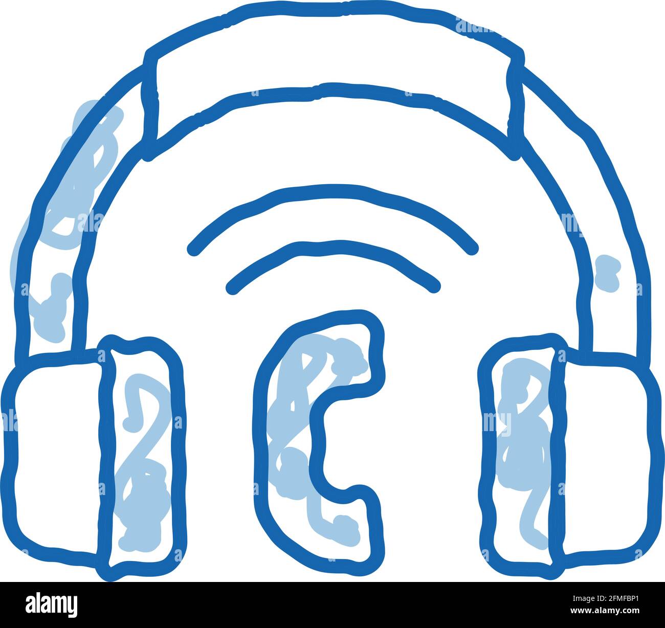 Voip System Headphones doodle icon hand drawn illustration Stock Vector