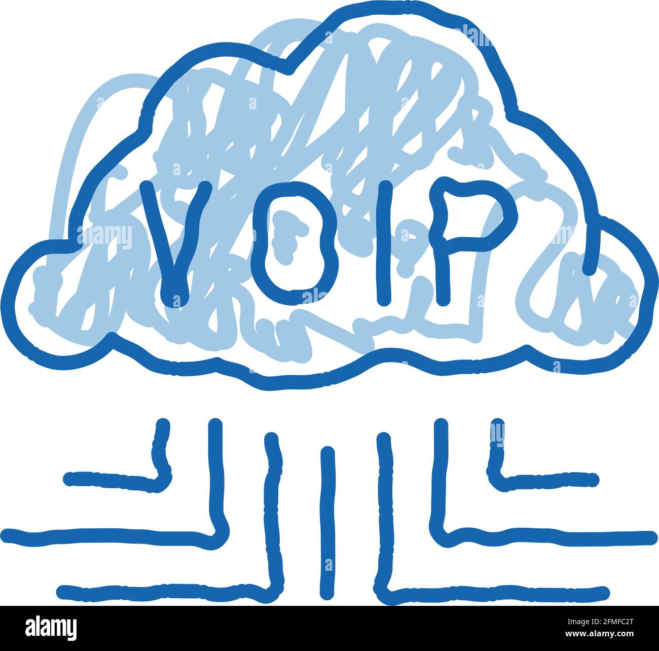Voip Technology doodle icon hand drawn illustration Stock Vector