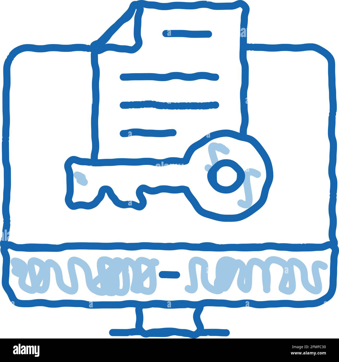Secret Documents in Computer doodle icon hand drawn illustration Stock ...