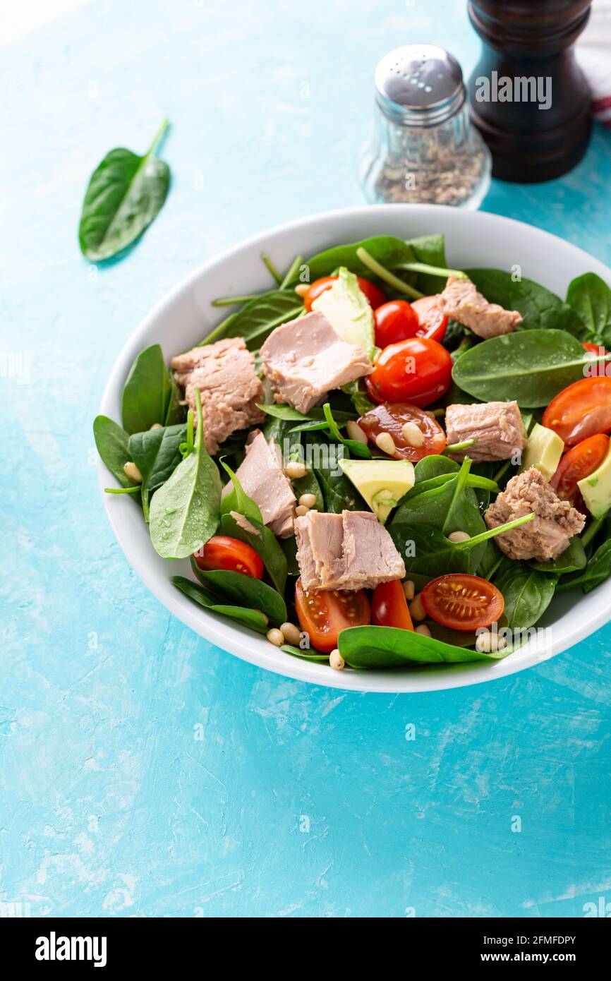 Salad with canned tuna fish, protein food Stock Photo Alamy