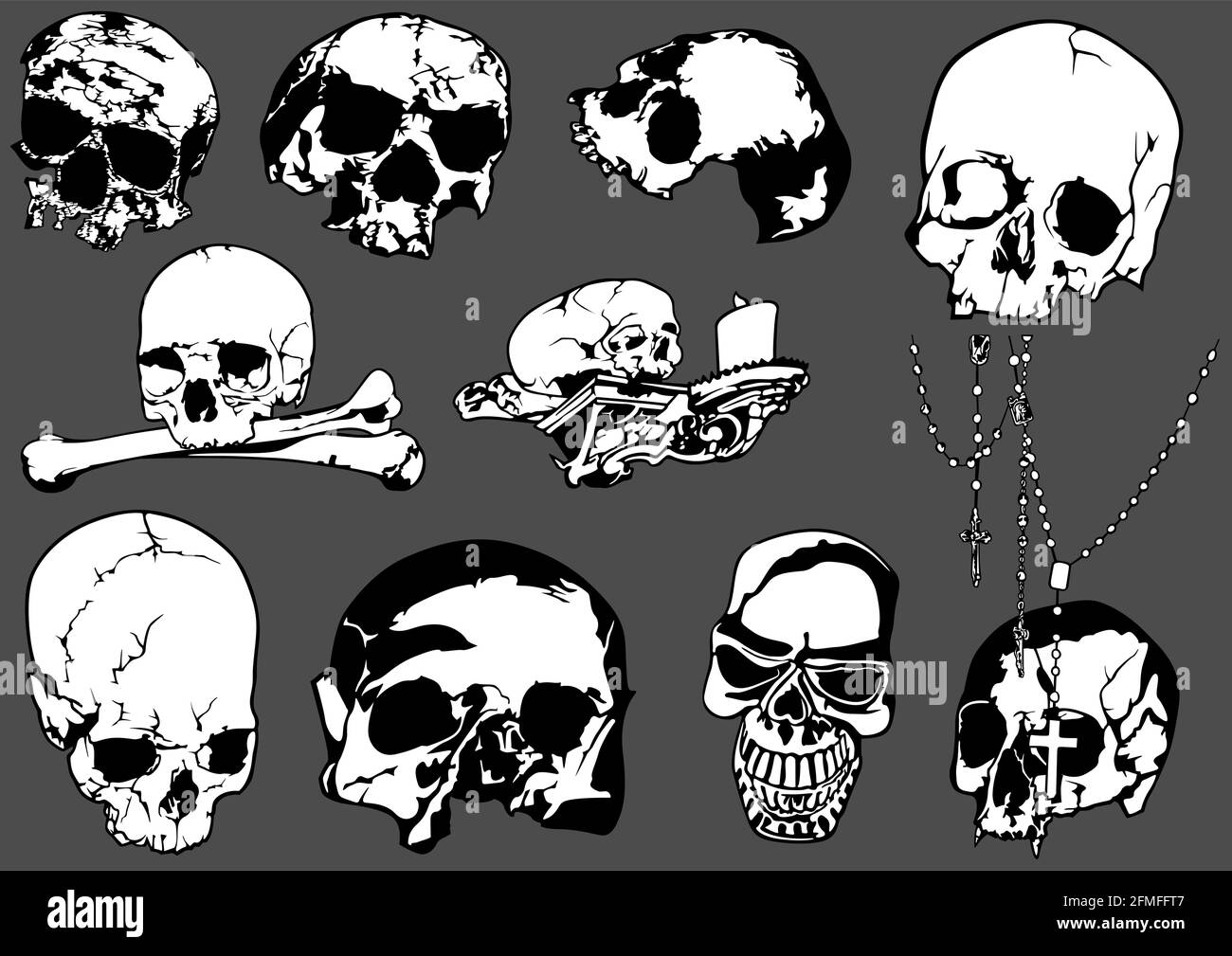 Collection of human skulls Stock Vector Images - Alamy