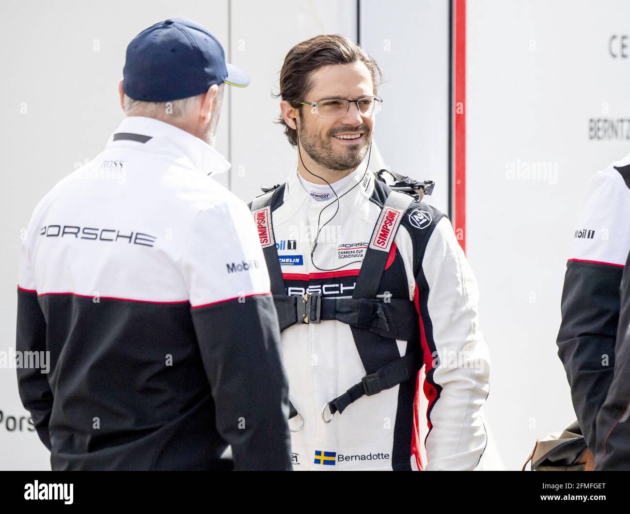 Prince Carl Philip of Sweden drives the Porsche Carrera Cup Scandinavia on the Ring Knutstorp, in Kagerod, Sweden, on May 08, 2021. Photo by Johan Valkonen/Stella Pictures/ABACAPRESS.COM Stock Photo