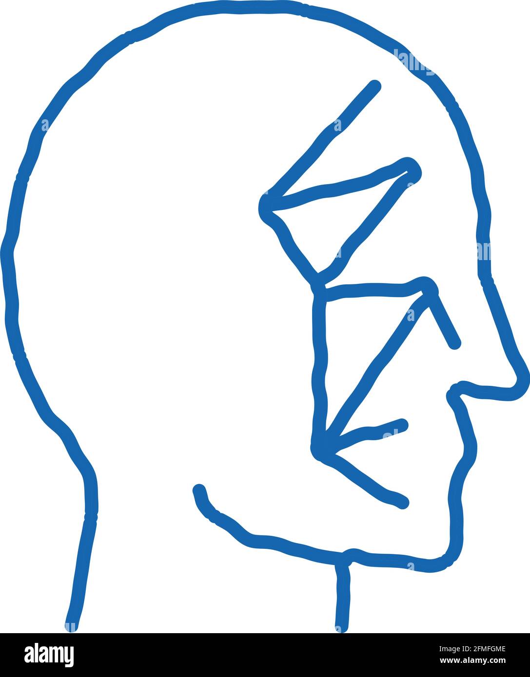 Face Scan by Points Point Projectors doodle icon hand drawn illustration Stock Vector