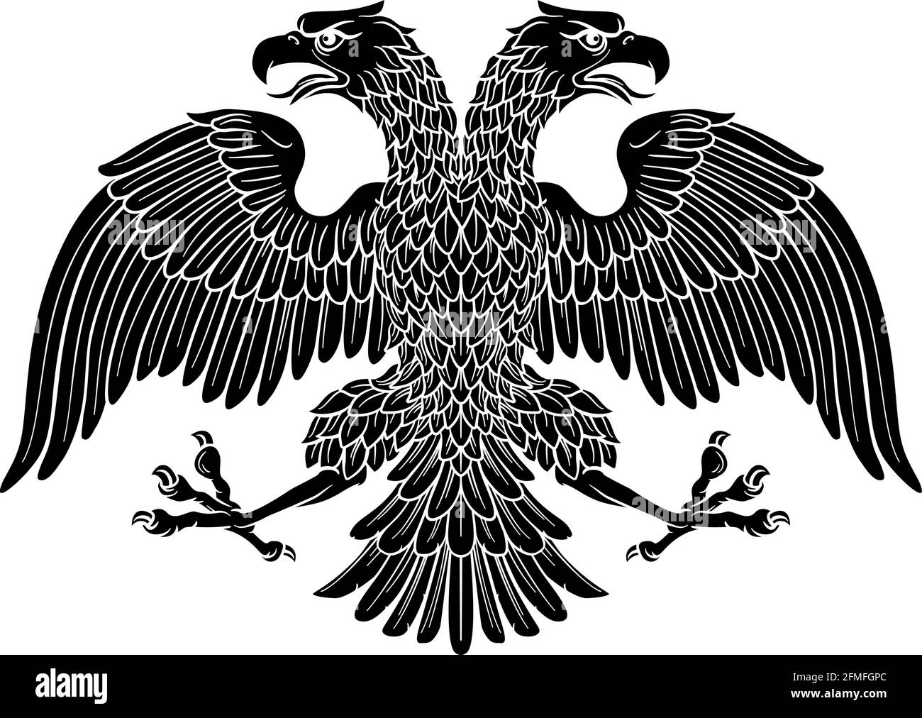Double headed Imperial Eagle with Two Heads Stock Vector