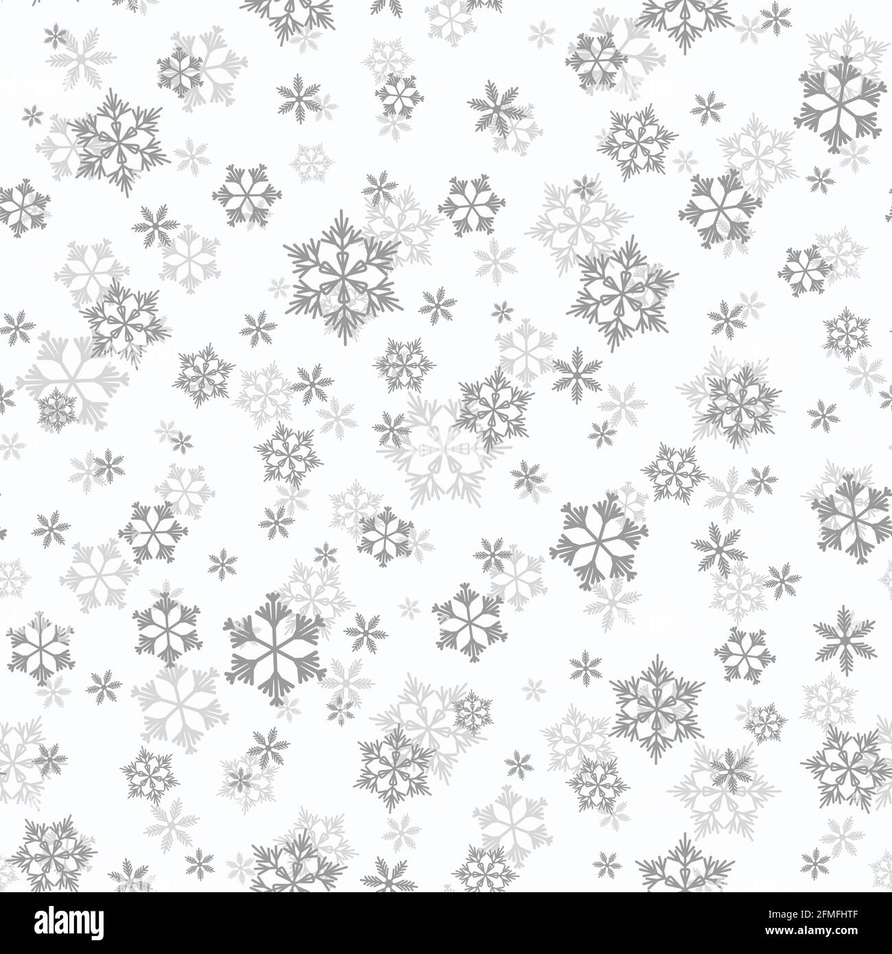Winter seamless pattern with grey snowflakes on white background ...
