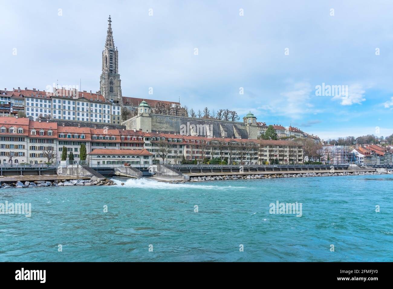 Panoramic view on the magnificent old town of Bern and Berner Munster ...
