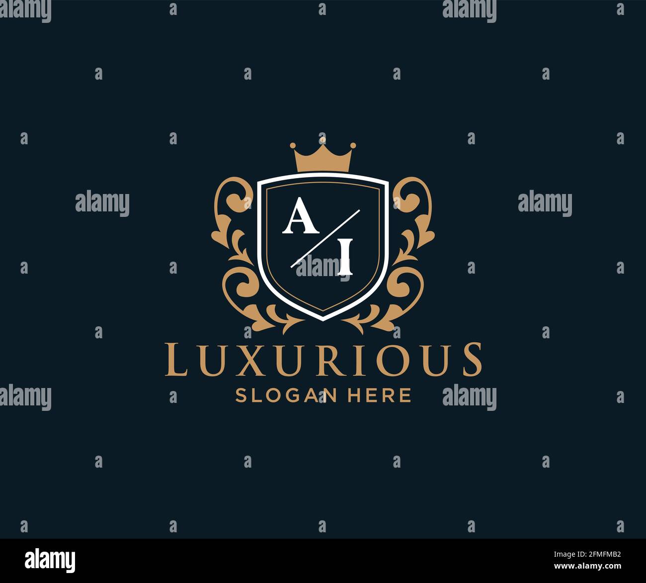 AI Letter Royal Luxury Logo template in vector art for Restaurant, Royalty, Boutique, Cafe, Hotel, Heraldic, Jewelry, Fashion and other vector illustr Stock Vector