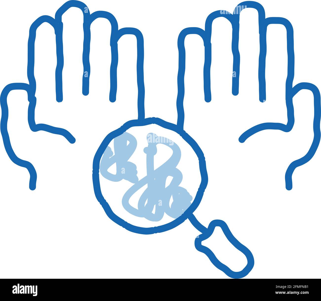 Hands And Magnifier doodle icon hand drawn illustration Stock Vector ...