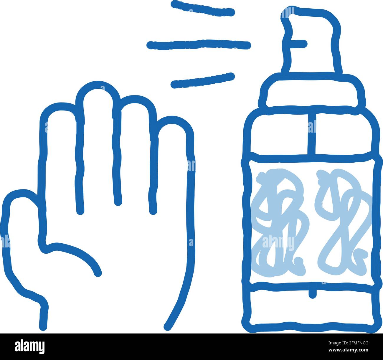 Hand And Bottle Spray doodle icon hand drawn illustration Stock Vector ...