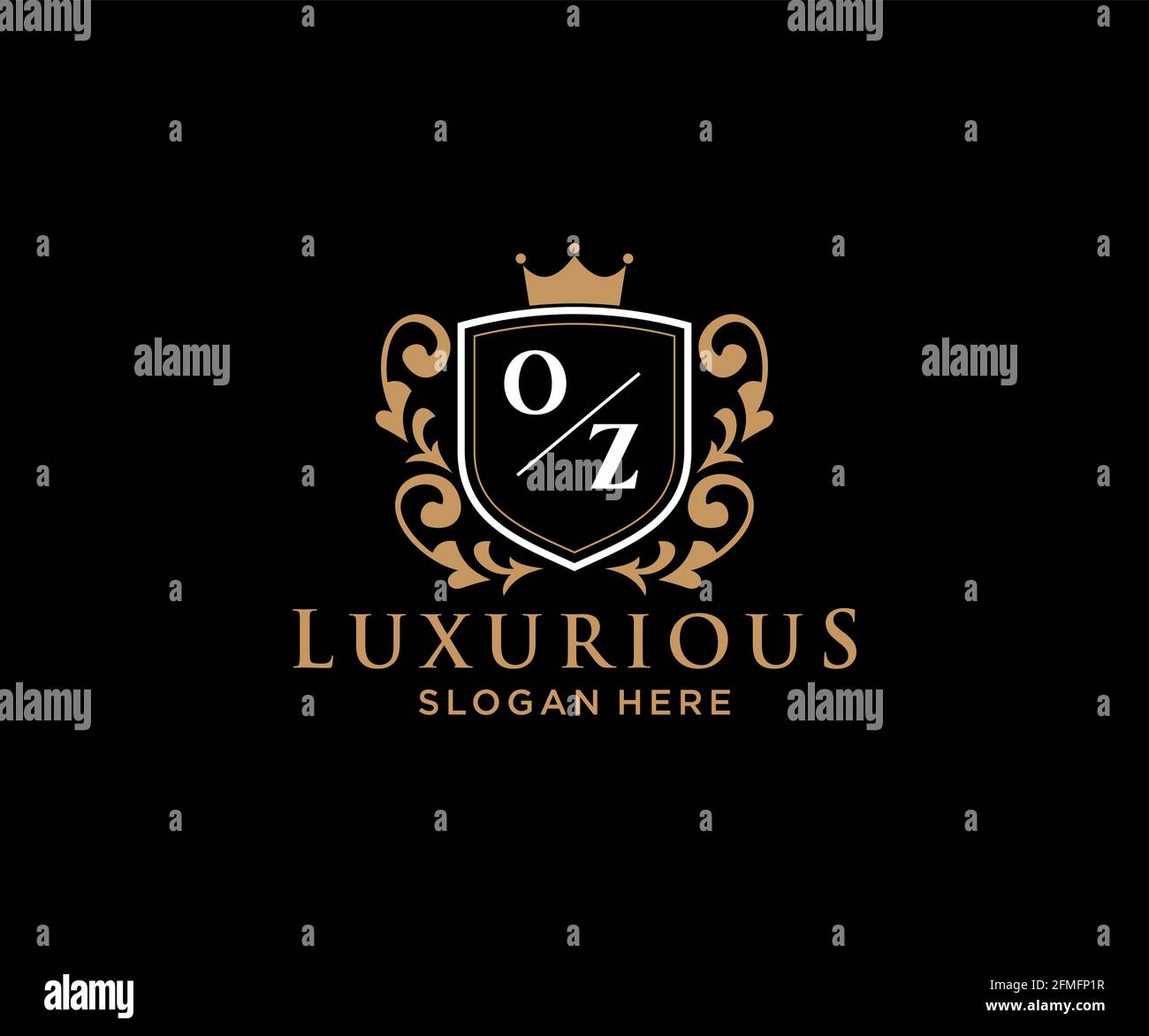 OZ Letter Royal Luxury Logo template in vector art for Restaurant, Royalty, Boutique, Cafe, Hotel, Heraldic, Jewelry, Fashion and other vector illustr Stock Vector