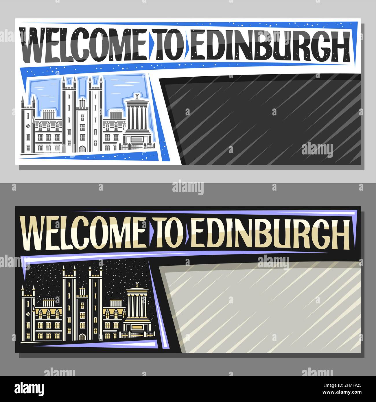 Vector layouts for Edinburgh with copy space, decorative voucher with