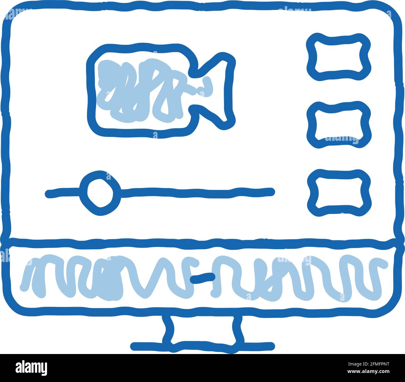 Video Player On Screen doodle icon hand drawn illustration Stock Vector