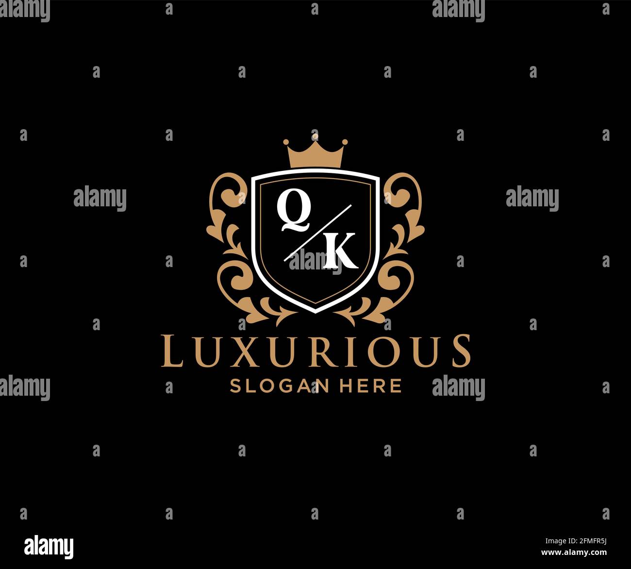 QK Letter Royal Luxury Logo template in vector art for Restaurant ...