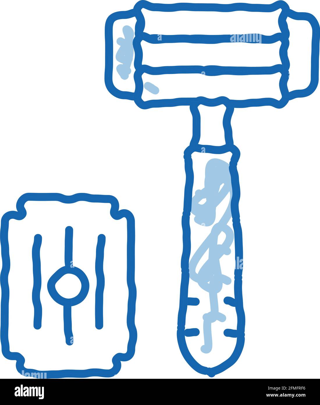 Shaving Razor And Blade doodle icon hand drawn illustration Stock ...