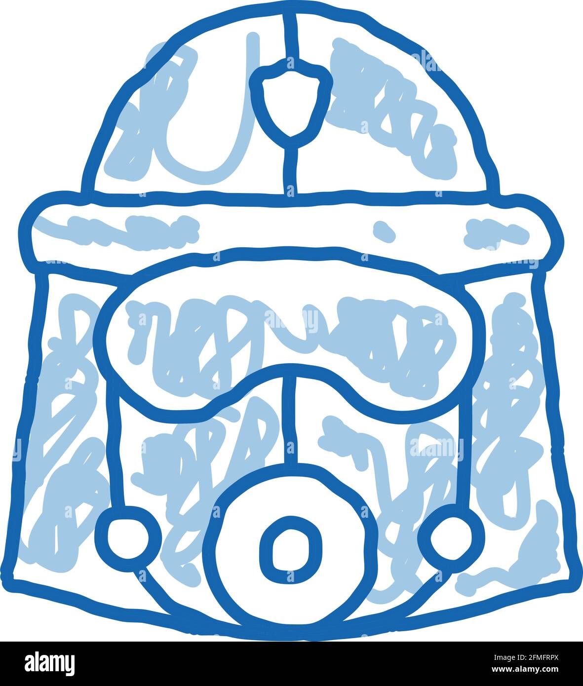 Firefighter Mask Helmet doodle icon hand drawn illustration Stock Vector