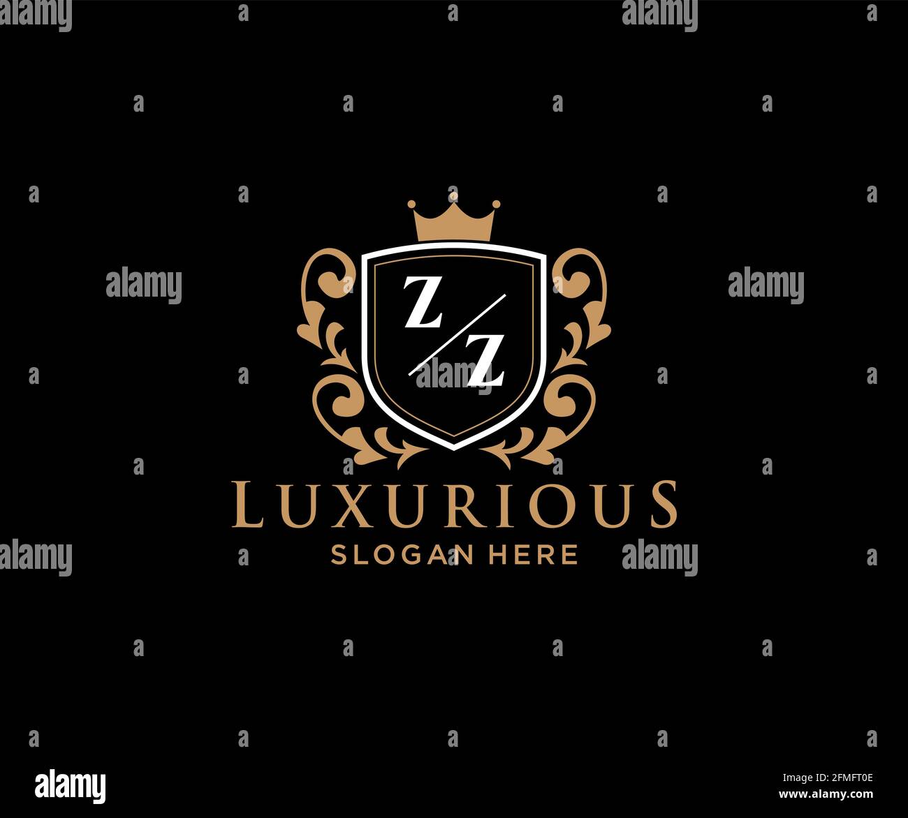 ZZ Letter Royal Luxury Logo template in vector art for Restaurant