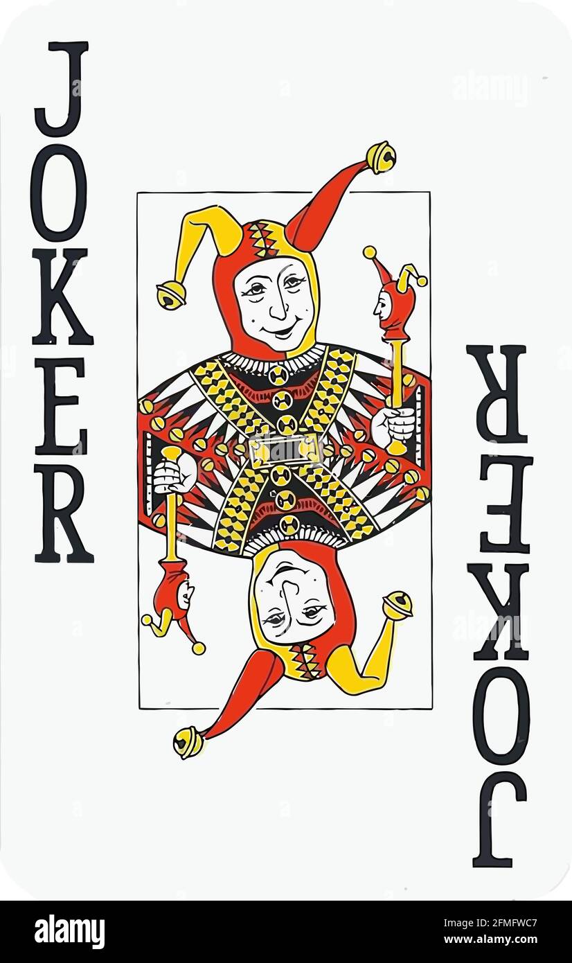 joker card casino fool poker illustration Stock Photo - Alamy