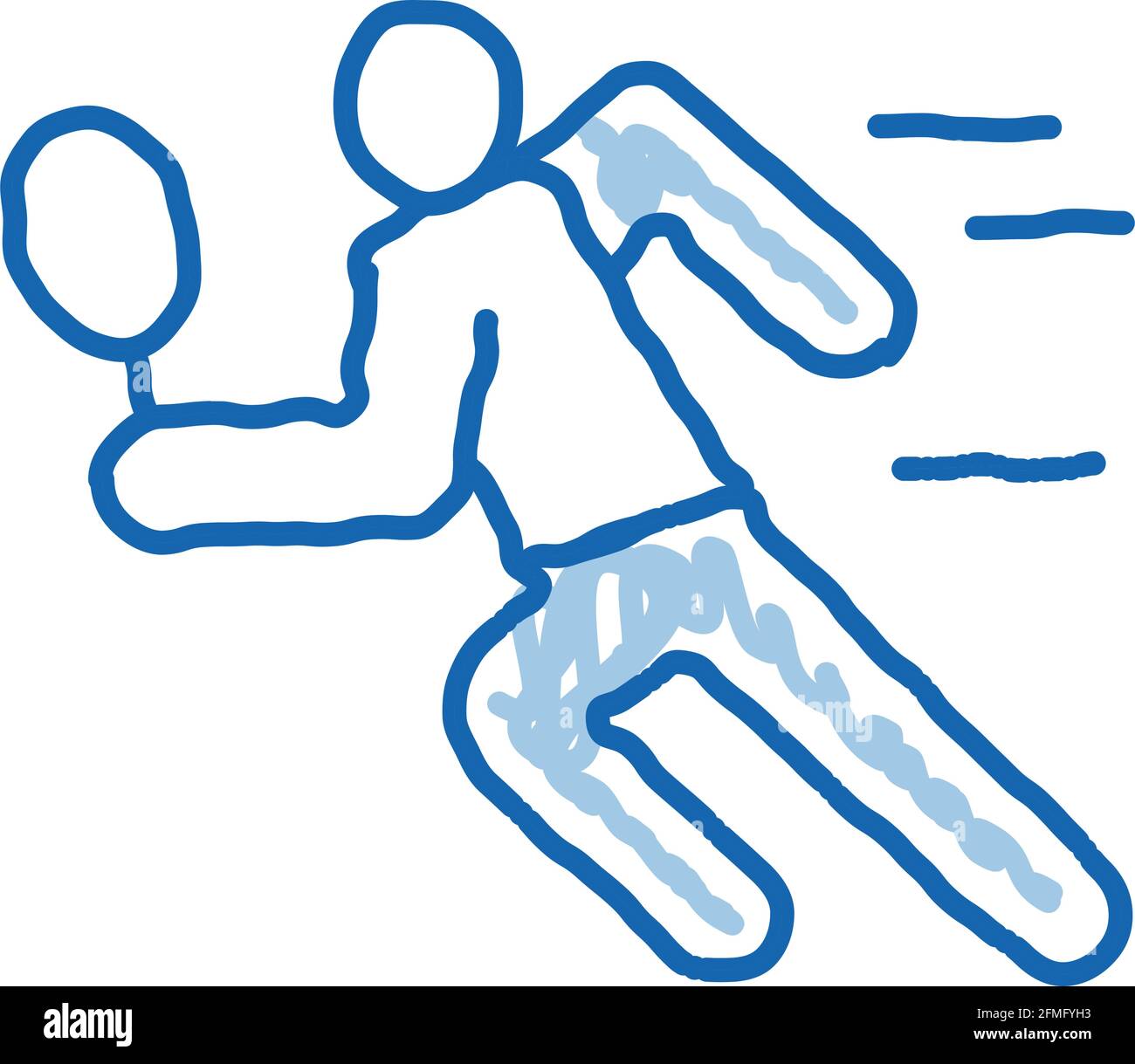Run Tennis Player doodle icon hand drawn illustration Stock Vector