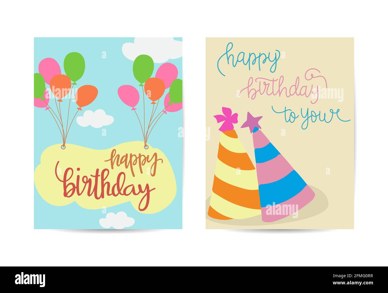 Set of colorful birthday cards design Stock Vector