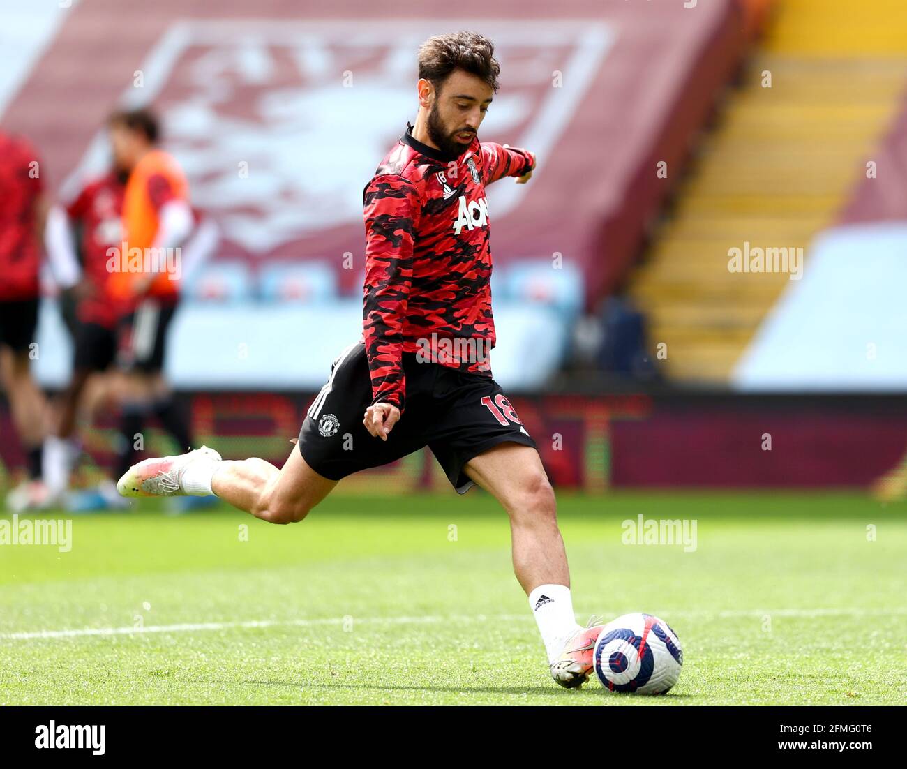 Manchester United's Bruno Fernandes warms up prior to the Premier League match at Villa Park, Birmingham. Picture date: Sunday May 9, 2021. Stock Photo