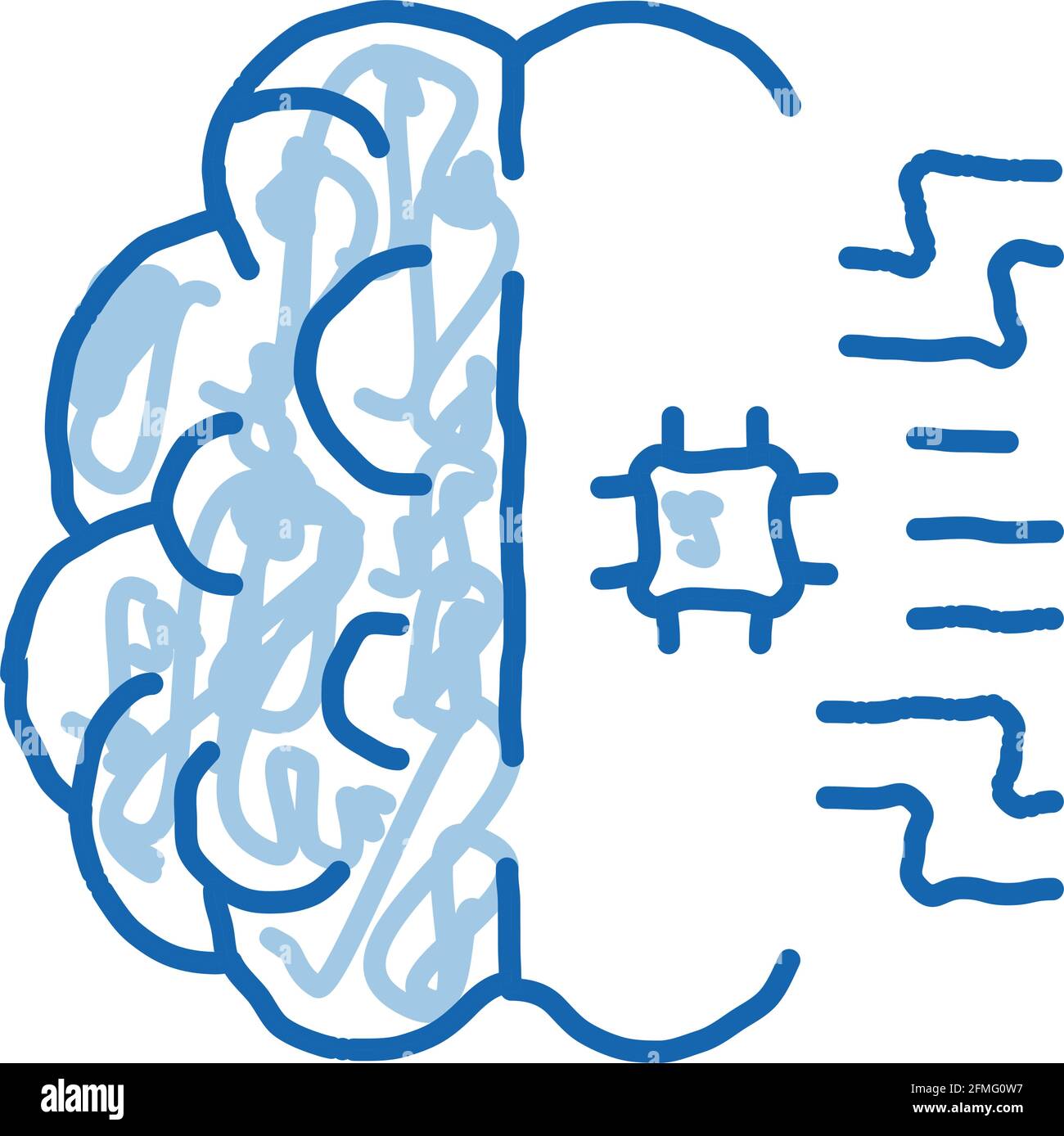 Ai Brain Chip doodle icon hand drawn illustration Stock Vector
