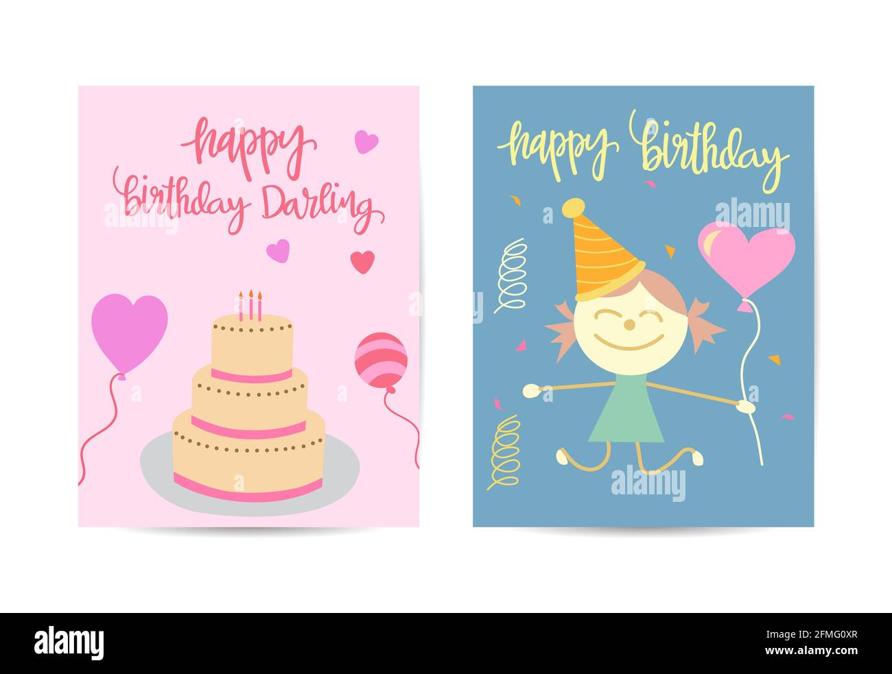 Birthday party brochure templates set. Flayer, booklet, leaflet concept with flat illustrations. Anniversary celebration invitation with text space Stock Vector