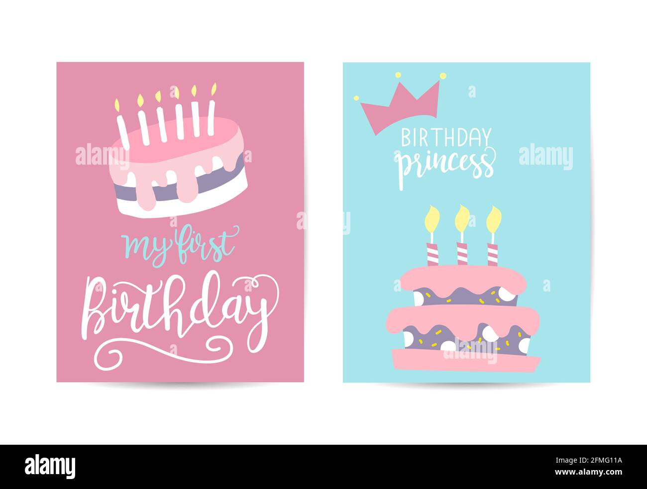 Greeting card happy birthday. Two variants of different color. Stock Vector