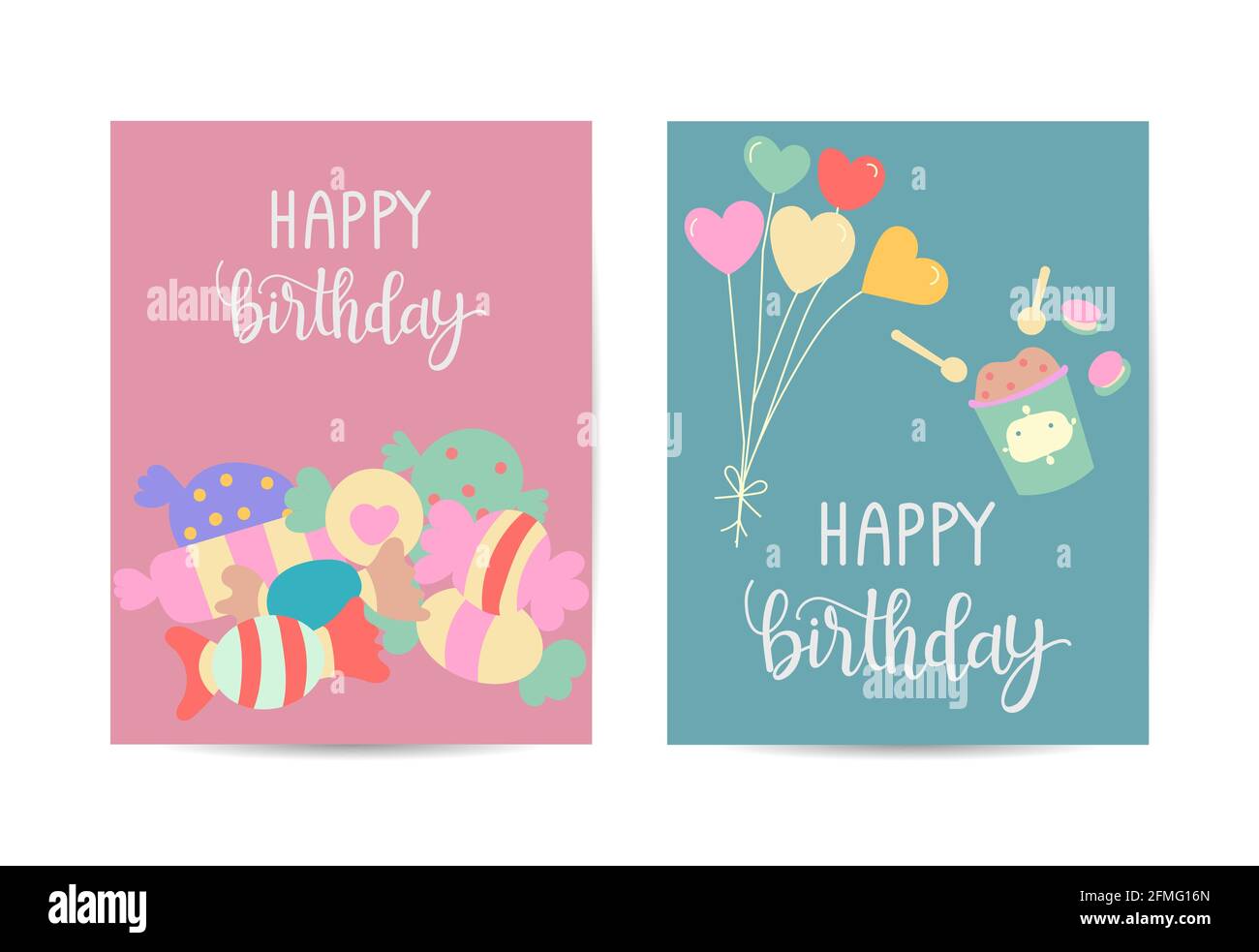 Happy birthday card frame with element balloon candy Stock Vector
