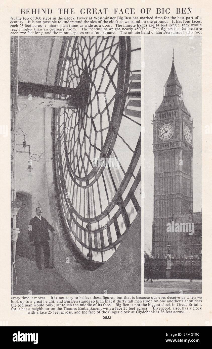 Vintage black and white photos of Big Ben 1940s. Stock Photo