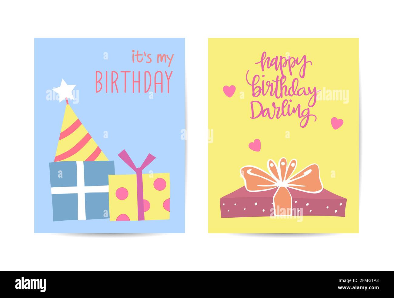Set of birthday greeting cards design illustration Stock Vector