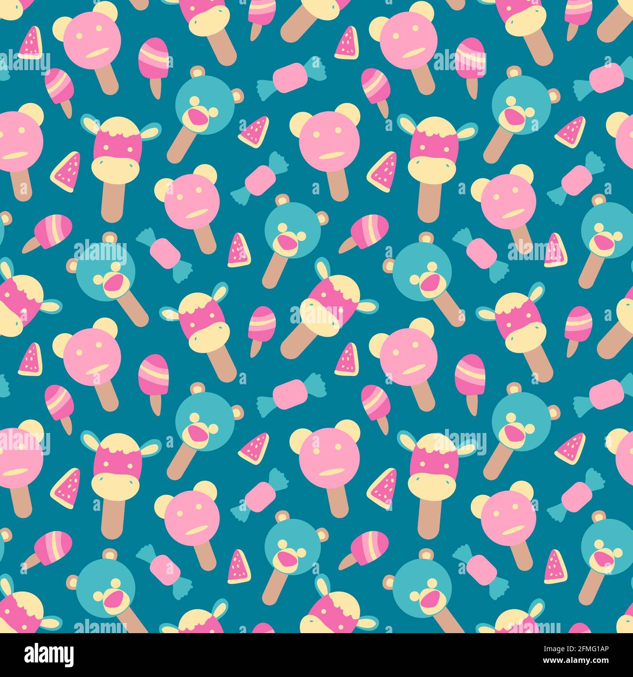 Vector seamless summer pattern with ice cream element Stock Vector ...