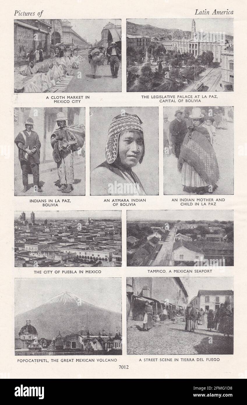 Vintage black and white photos of Latin America 1940s. Stock Photo