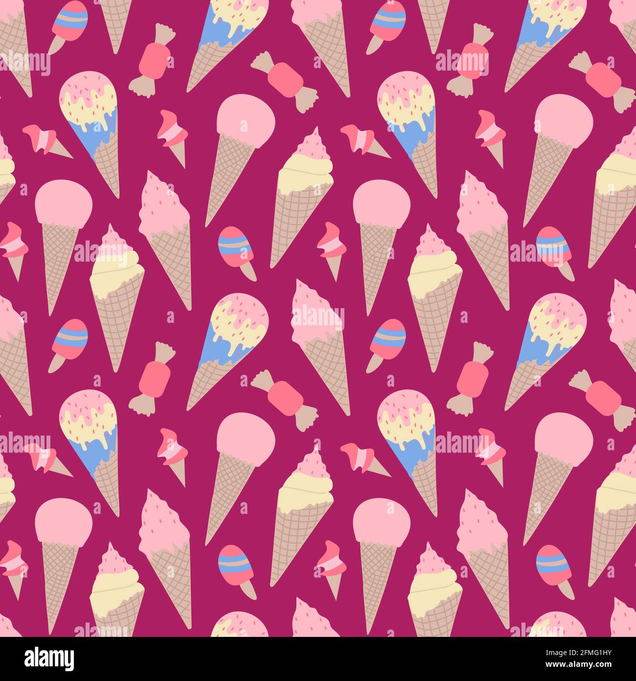 Ice creams seamless pattern background. Vector illustration in modern ...