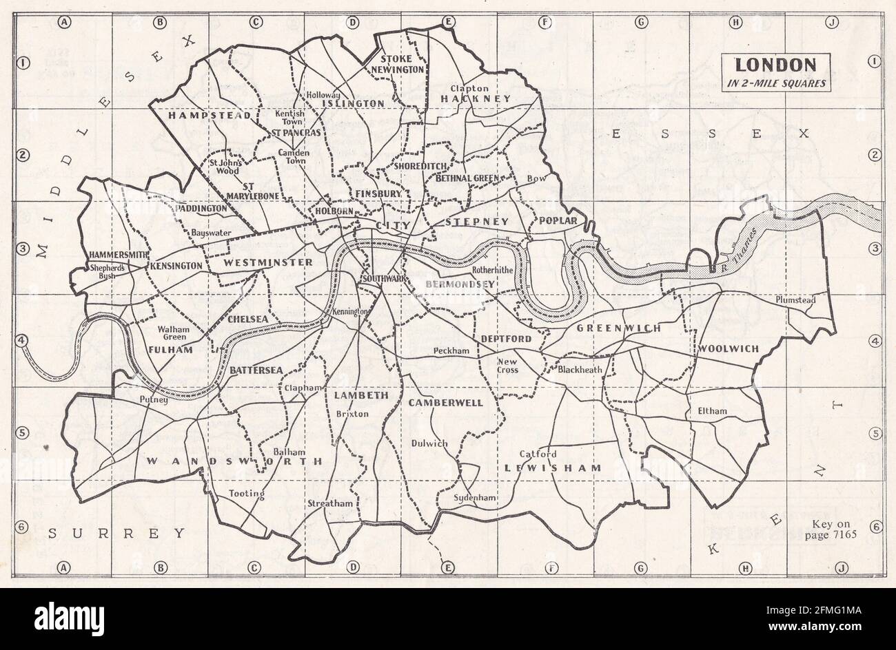 Vintage map of London, UK 1930s Stock Photo