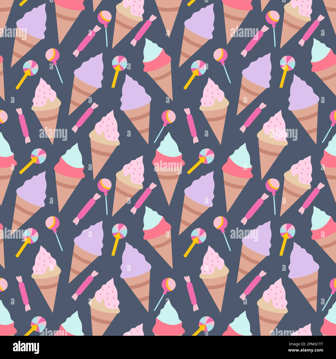 Seamless pattern with Ice creams elements vector Stock Vector Image ...
