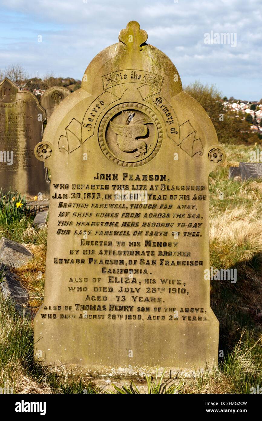 Victorian gravestone at Blackburn Cemetery Stock Photo Alamy