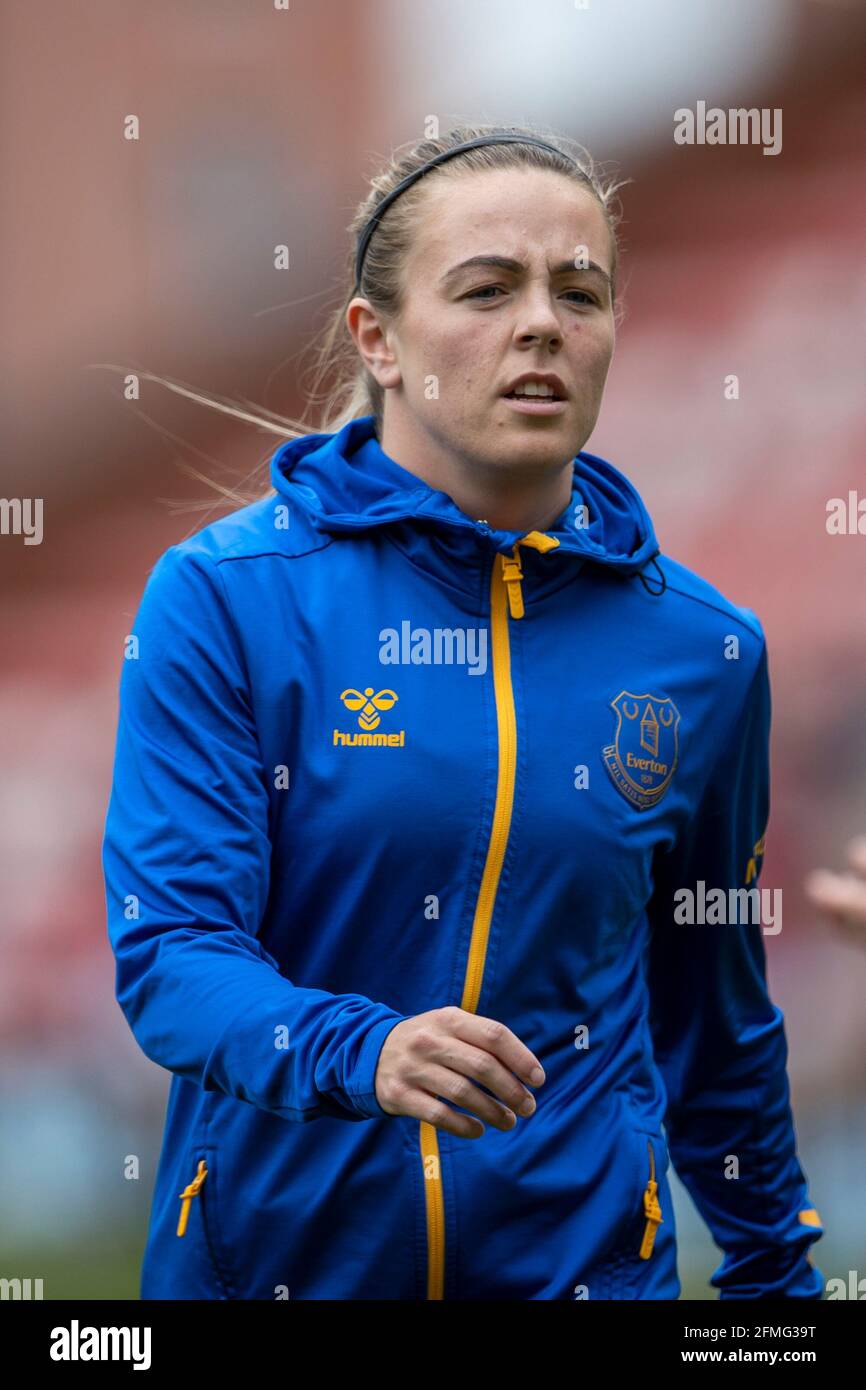 Leigh Sports Village, Lancashire, UK. 9th May, 2021. Women's English Super League, Manchester United Women versus Everton Women; Simone Magill of Everton Women during the warm up Credit: Action Plus Sports/Alamy Live News Stock Photo