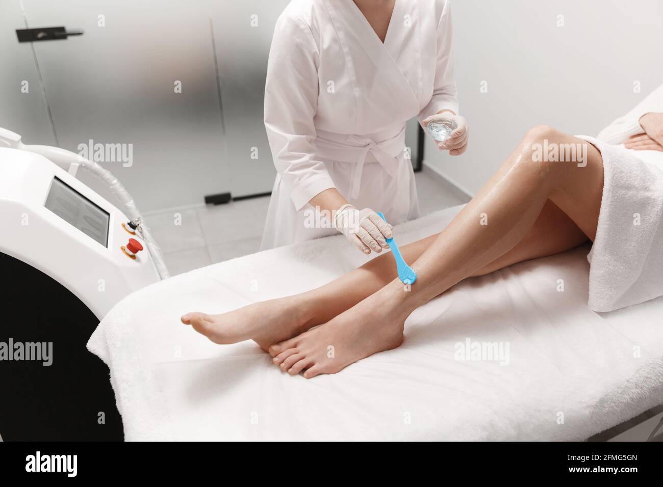 Beauty clinic and laser hair removal. Beautician at cosmetology clinic