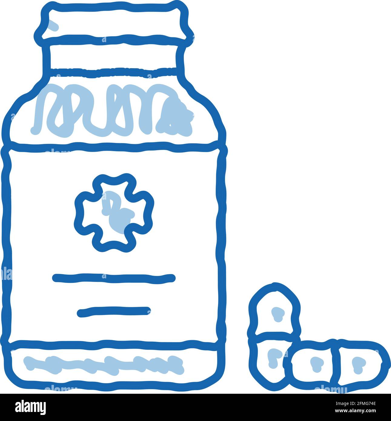 Pills Bottle doodle icon hand drawn illustration Stock Vector Image