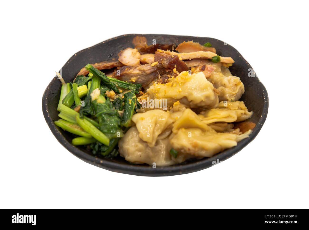Pork wonton or pork dumplings with Roasted pork and Cantonese