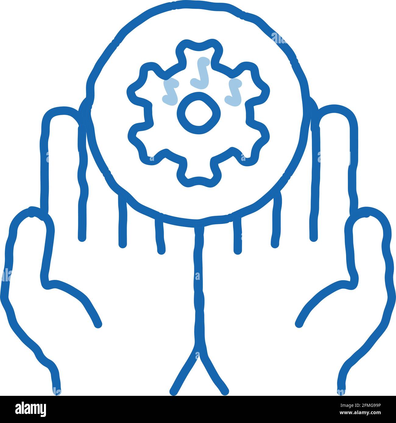 Hands Hold Gear doodle icon hand drawn illustration Stock Vector Image ...