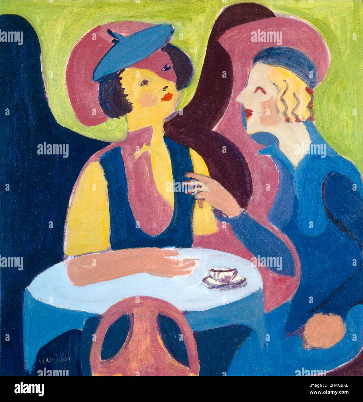 Ernst Ludwig Kirchner artwork entitled Two Woman in a Cafe. Stock Photo