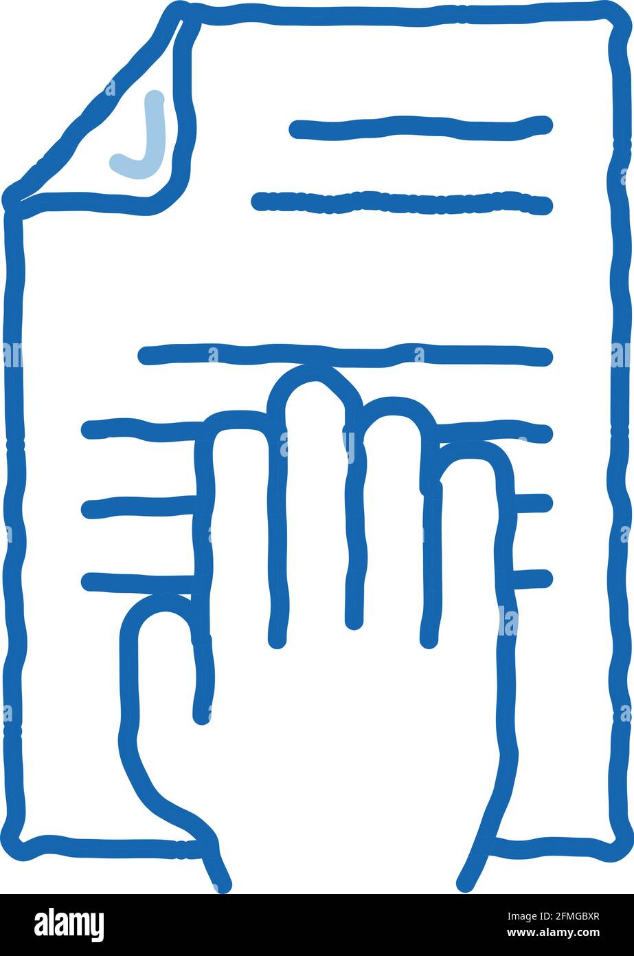Hand On Document doodle icon hand drawn illustration Stock Vector