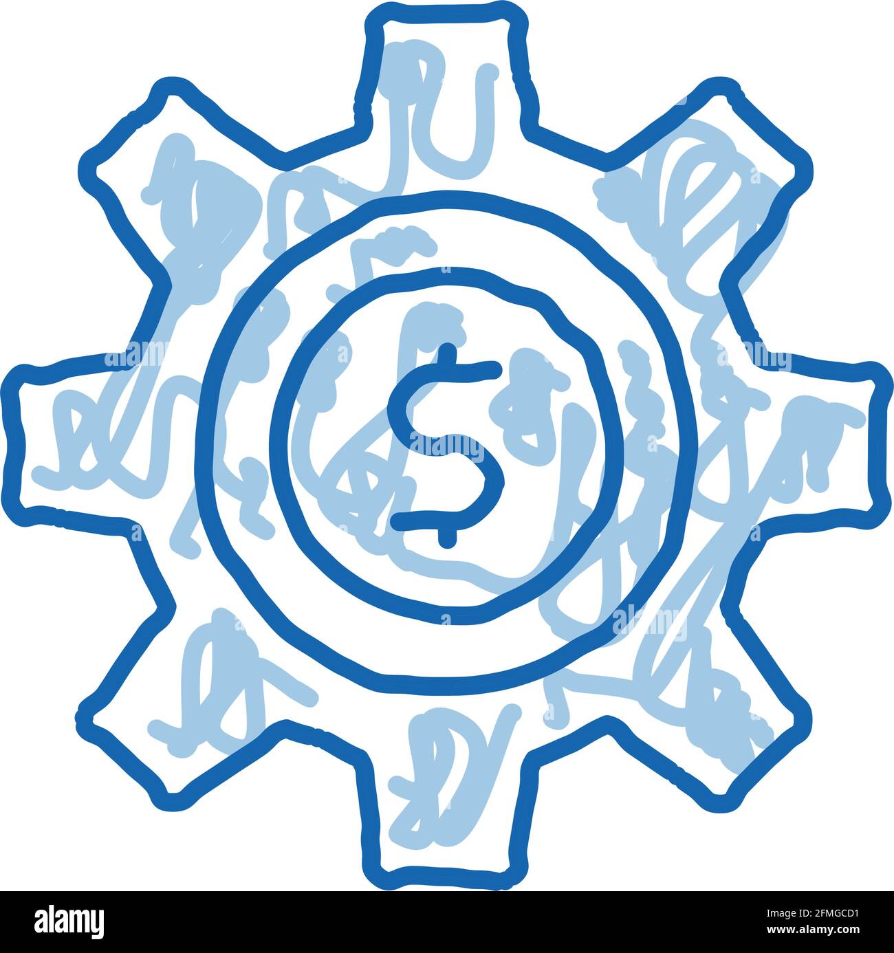 Gear Dollar Coin doodle icon hand drawn illustration Stock Vector Image ...