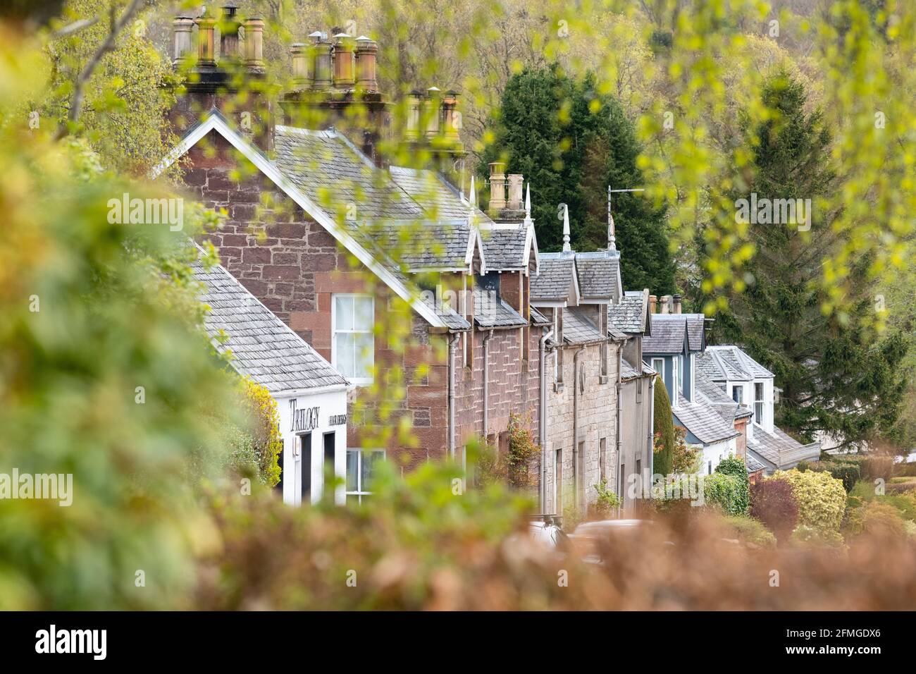 Traditional Scottish cottages in the village of Killearn, Stirling, Scotland, UK Stock Photo